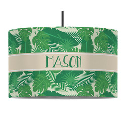 Tropical Leaves #2 12" Drum Pendant Lamp - Fabric (Personalized)
