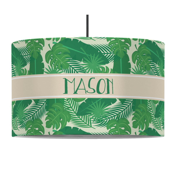Tropical Leaves #2 12" Drum Lampshade - PENDANT (Fabric)