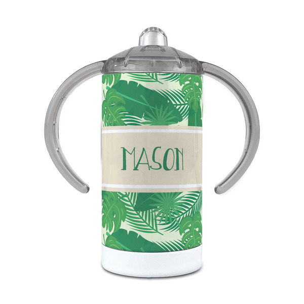 Custom Tropical Leaves #2 12 oz Stainless Steel Sippy Cup (Personalized)