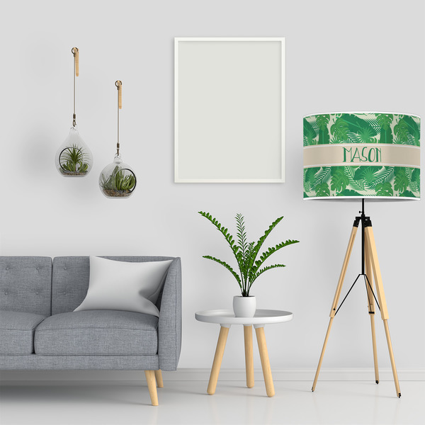 Tropical Leaves #2 16" Drum Lampshade - LIFESTYLE
