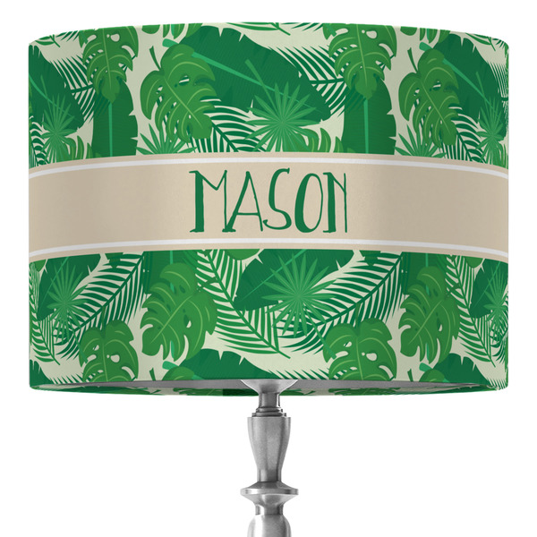 Custom Tropical Leaves #2 16" Drum Lamp Shade - Fabric (Personalized)