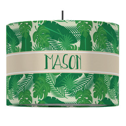 Tropical Leaves #2 16" Drum Pendant Lamp - Fabric (Personalized)