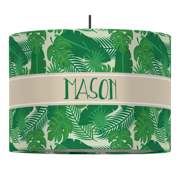 Custom Tropical Leaves #2 16" Drum Pendant Lamp - Fabric (Personalized)