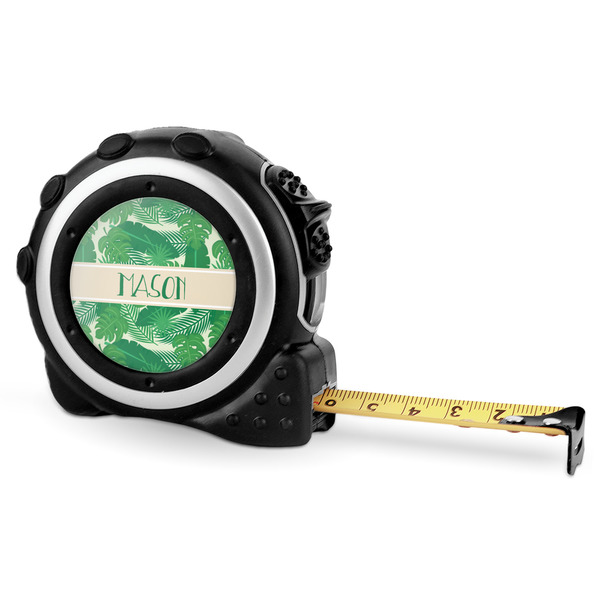 Tropical Leaves 2 16 Foot Black & Silver Tape Measures - Front