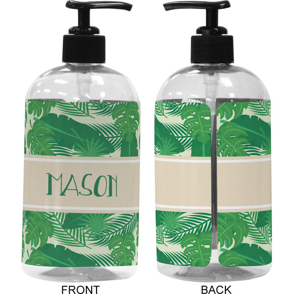 Tropical Leaves 2 16 oz Plastic Liquid Dispenser (Approval)
