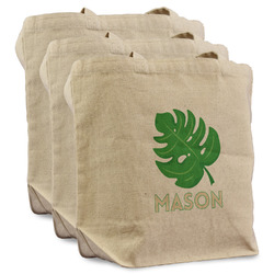Tropical Leaves #2 Reusable Cotton Grocery Bags - Set of 3 (Personalized)