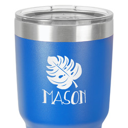 Tropical Leaves #2 30 oz Stainless Steel Tumbler - Royal Blue - Double-Sided (Personalized)