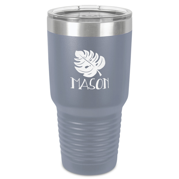 Custom Tropical Leaves #2 30 oz Stainless Steel Tumbler - Grey - Single-Sided (Personalized)