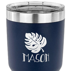 Tropical Leaves #2 30 oz Stainless Steel Tumbler - Navy - Double Sided (Personalized)
