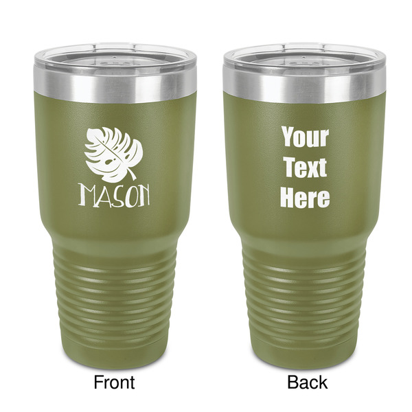 Custom Tropical Leaves #2 30 oz Stainless Steel Tumbler - Olive - Double-Sided (Personalized)