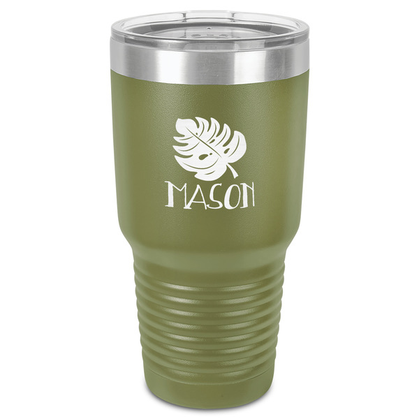Custom Tropical Leaves #2 30 oz Stainless Steel Tumbler - Olive - Single-Sided (Personalized)