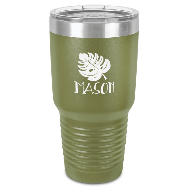 Custom Tropical Leaves #2 30 oz Stainless Steel Tumbler - Olive - Single-Sided (Personalized)