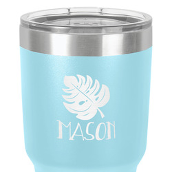 Tropical Leaves #2 30 oz Stainless Steel Tumbler - Teal - Double-Sided (Personalized)