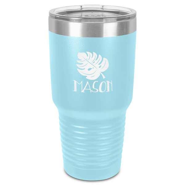 Custom Tropical Leaves #2 30 oz Stainless Steel Tumbler - Teal - Single-Sided (Personalized)