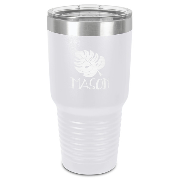 Custom Tropical Leaves #2 30 oz Stainless Steel Tumbler - White - Single-Sided (Personalized)