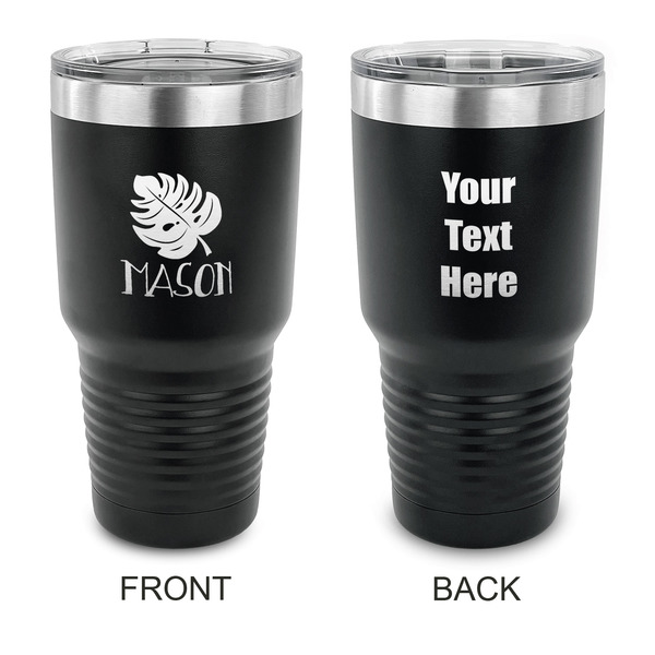 Custom Tropical Leaves #2 30 oz Stainless Steel Tumbler - Black - Double Sided (Personalized)