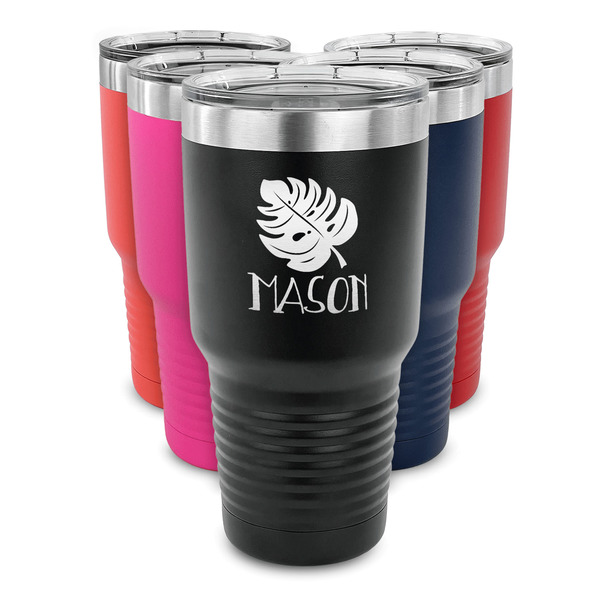Tropical Leaves #2 30 oz Stainless Steel Ringneck Tumblers - Parent/Main