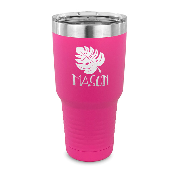 Custom Tropical Leaves #2 30 oz Stainless Steel Tumbler - Pink - Single Sided (Personalized)