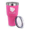 Tropical Leaves #2 30 oz Stainless Steel Ringneck Tumblers - Pink - LID OFF