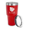 Tropical Leaves #2 30 oz Stainless Steel Ringneck Tumblers - Red - LID OFF