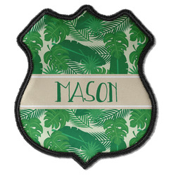 Tropical Leaves #2 Iron On Shield Patch C w/ Name or Text