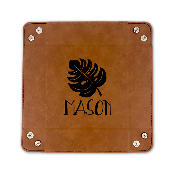 Tropical Leaves #2 6" x 6" Leatherette Snap Up Tray - FLAT FRONT