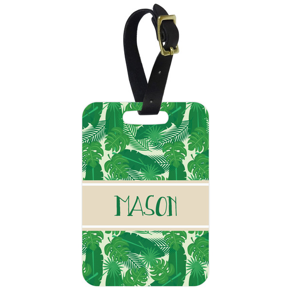 Custom Tropical Leaves #2 Metal Luggage Tag w/ Name or Text