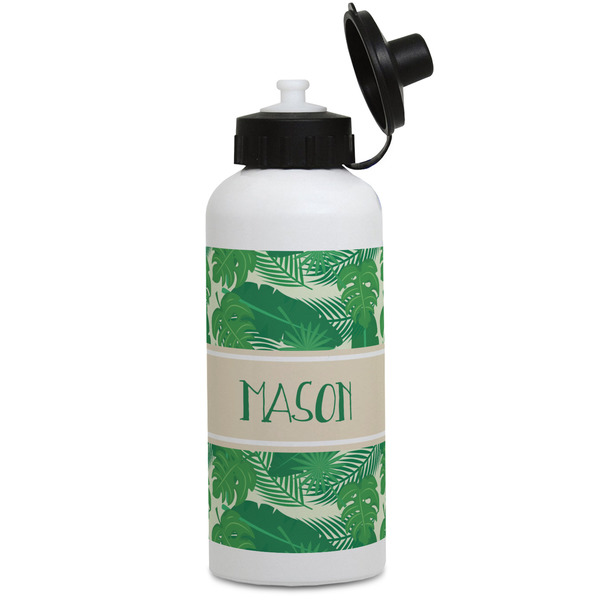 Custom Tropical Leaves #2 Water Bottles - Aluminum - 20 oz - White (Personalized)