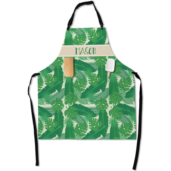Custom Tropical Leaves #2 Apron With Pockets w/ Name or Text