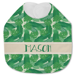 Tropical Leaves #2 Jersey Knit Baby Bib w/ Name or Text