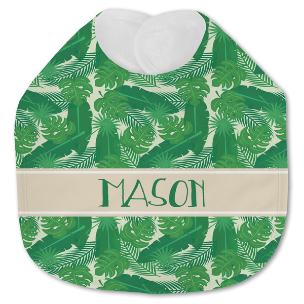 Custom Tropical Leaves #2 Jersey Knit Baby Bib w/ Name or Text