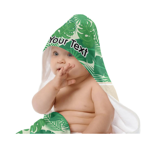 Tropical Leaves 2 Baby Hooded Towel on Child