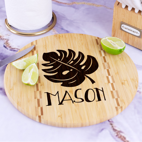 Tropical Leaves #2 Bamboo Cutting Board - In Context