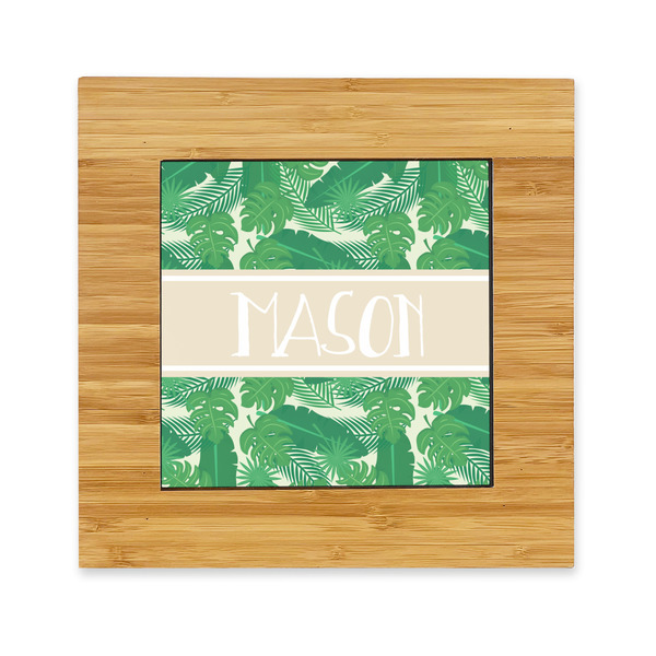 Custom Tropical Leaves #2 Bamboo Trivet with Ceramic Tile Insert (Personalized)