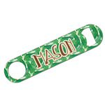 Tropical Leaves #2 Bar Bottle Opener - White w/ Name or Text
