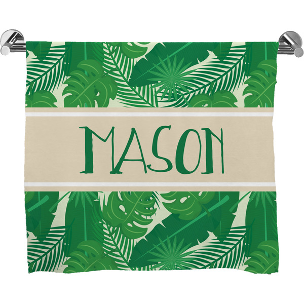 Custom Tropical Leaves #2 Bath Towel w/ Name or Text