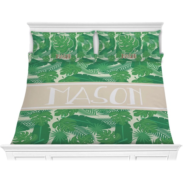 Custom Tropical Leaves #2 Comforter Set - King w/ Name or Text