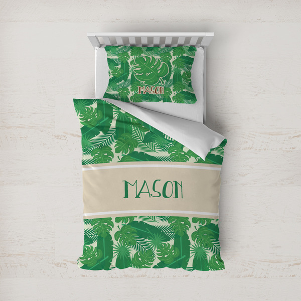 Custom Tropical Leaves #2 Duvet Cover Set - Twin w/ Name or Text