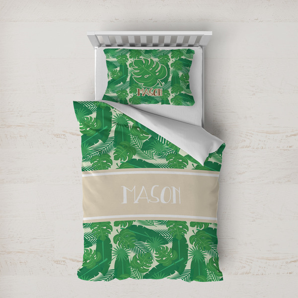 Custom Tropical Leaves #2 Duvet Cover Set - Twin XL w/ Name or Text