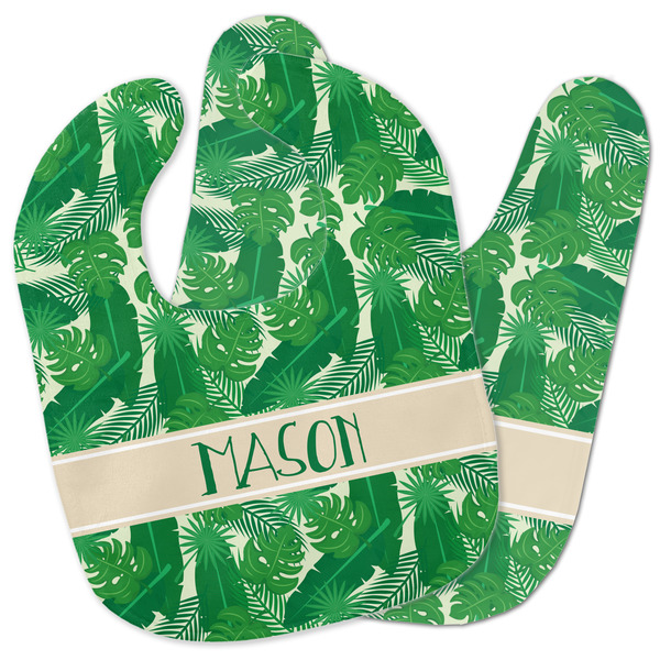 Custom Tropical Leaves #2 Baby Bib w/ Name or Text