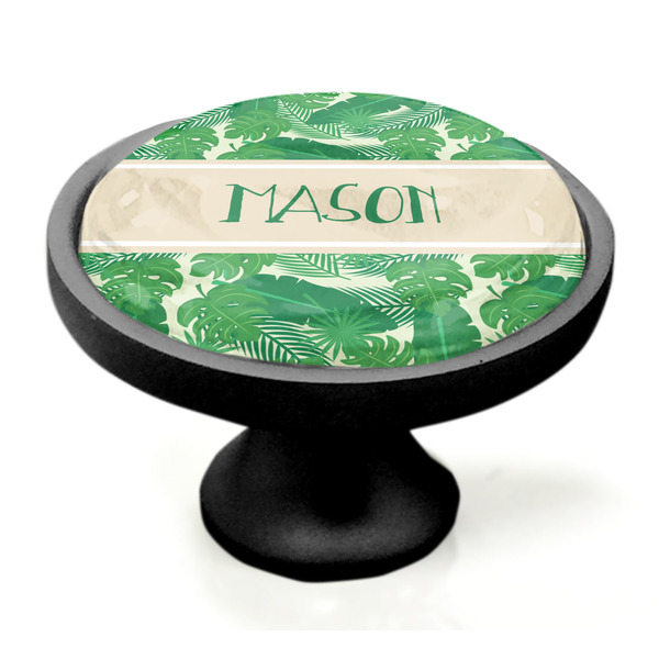 Tropical Leaves 2 Black Custom Cabinet Knob (Side)