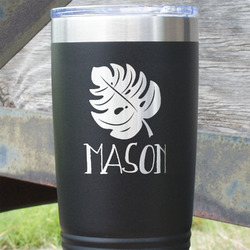 Tropical Leaves #2 20 oz Stainless Steel Tumbler - Black - Double Sided (Personalized)