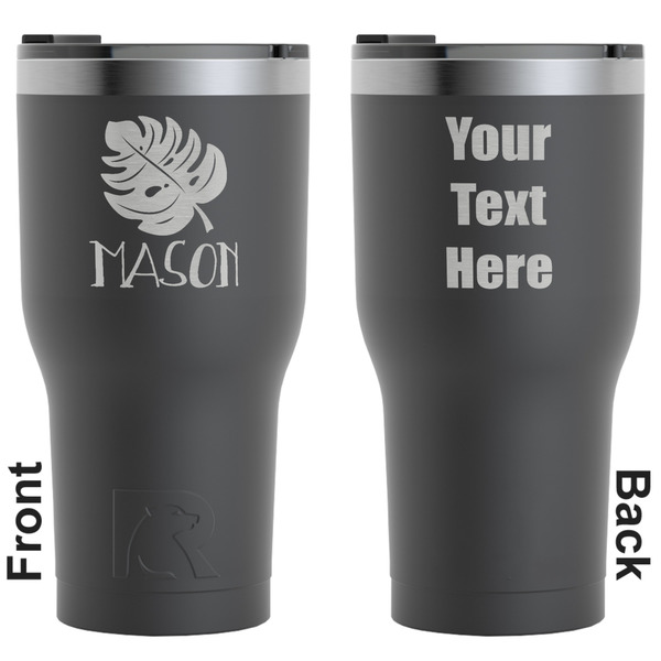 Custom Tropical Leaves #2 RTIC Tumbler - Black - Engraved Front & Back (Personalized)