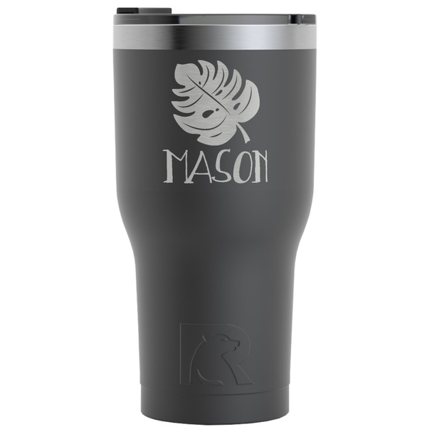 Custom Tropical Leaves #2 RTIC Tumbler - Black - Engraved Front (Personalized)