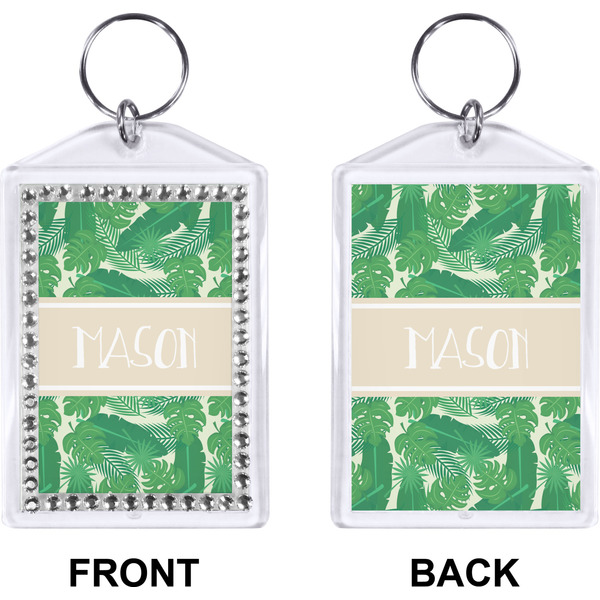 Tropical Leaves 2 Bling Keychain (Front + Back)