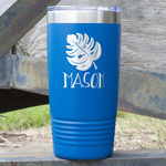 Tropical Leaves #2 20 oz Stainless Steel Tumbler - Royal Blue - Single Sided (Personalized)