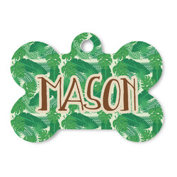 Tropical Leaves #2 Bone Shaped Dog ID Tag (Personalized)
