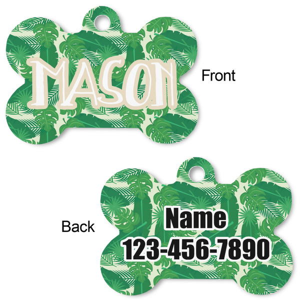 Tropical Leaves 2 Bone Shaped Dog Tag - Front & Back