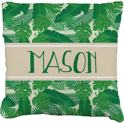 Tropical Leaves #2 Faux-Linen Throw Pillow 18" w/ Name or Text