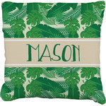 Tropical Leaves #2 Faux-Linen Throw Pillow 20" w/ Name or Text